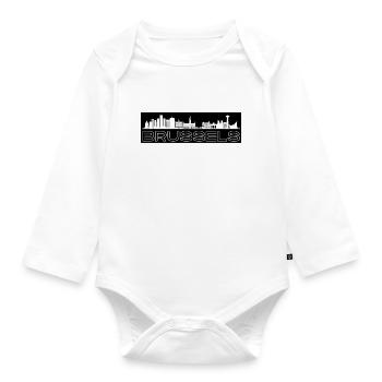 Brussels - mit Skyline - Baby Bio-Langarm-Body - Weiß - Vorne