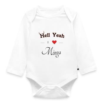 hell yeah i love minga - Baby Bio-Langarm-Body - Weiß - Vorne