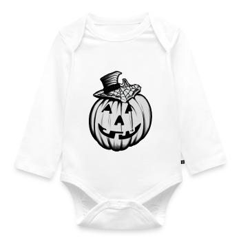 Halloween Spooky Pumpkin Lantern 9 - Organic Longsleeve Baby Bodysuit - white - Front