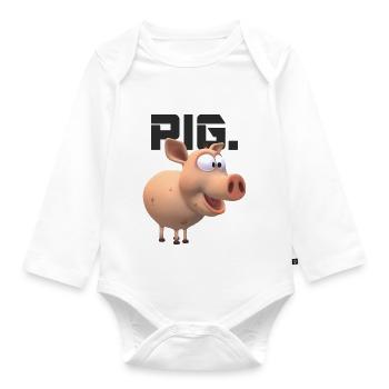 Pig Animal Funny - Organic Longsleeve Baby Bodysuit - white - Front