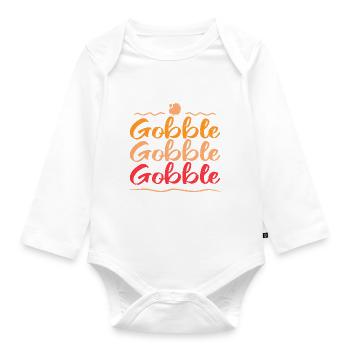 gobble gobble gobble - Organic Longsleeve Baby Bodysuit - white - Front