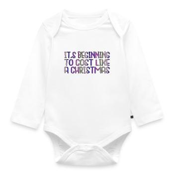 baby funny birthday present animal dino santa - Organic Longsleeve Baby Bodysuit - white - Front