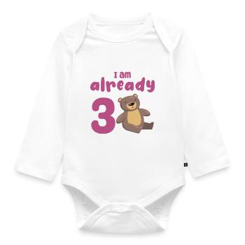 J’ai 3 ans, 3ème anniversaire ou cadeau - Body Bébé bio manches longues - blanc - Devant