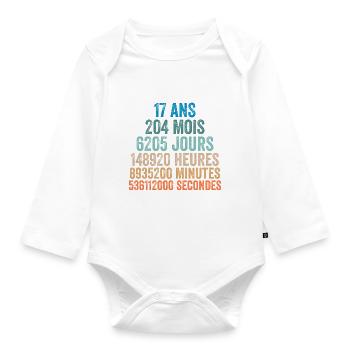 17 Ans Anniversaire - cadeau d'anniversaire - Body Bébé bio manches longues - blanc - Devant