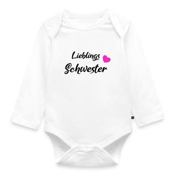 Lieblingsschwester Black - Baby Bio-Langarm-Body - Weiß - Vorne