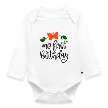 Baby My first birthday erster geburtstag - Baby Bio-Langarm-Body - Weiß - Vorne