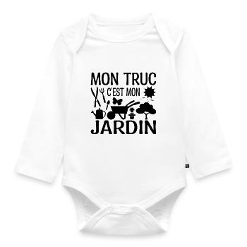 Mon Truc C'est Mon Jardin | Cadeau Jardinière - Body Bébé bio manches longues - blanc - Devant