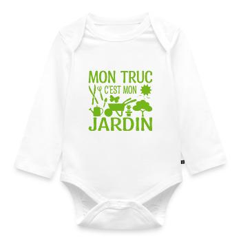 Mon Truc C'est Mon Jardin | Cadeau Jardinière - Body Bébé bio manches longues - blanc - Devant