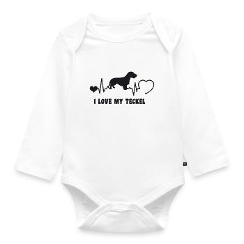 Rauhaardackel mit Herzschlag - Baby Bio-Langarm-Body - Weiß - Vorne