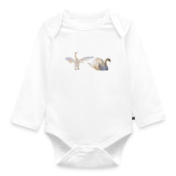 Schwäne mit geöffnete Flügel, Schwimmen, Natürlich - Baby Bio-Langarm-Body - Weiß - Vorne