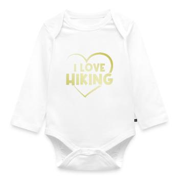 I love hiking heart - Organic Longsleeve Baby Bodysuit - white - Front