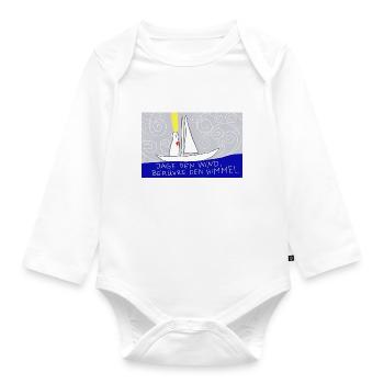 Jage den Wind, berühre den Himmel. - Baby Bio-Langarm-Body - Weiß - Vorne