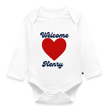 Henry willkommen - Baby Bio-Langarm-Body - Weiß - Vorne