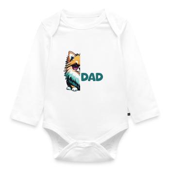 Meilleur papa chien de tous les temps - Poméranie - Body Bébé bio manches longues - blanc - Devant