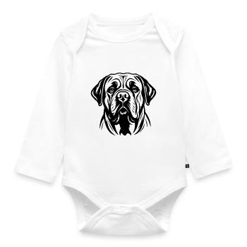 Mastiff Dog Head - Organic Longsleeve Baby Bodysuit - white - Front
