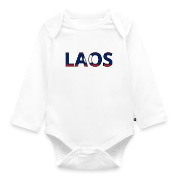 Laos Flag - Organic Longsleeve Baby Bodysuit - white - Front
