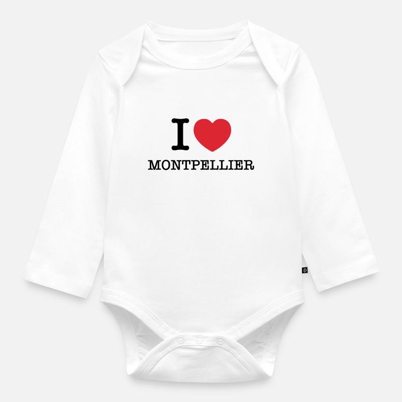 J’aime Montpellier | Montpellier - Body Bébé bio manches longues - blanc