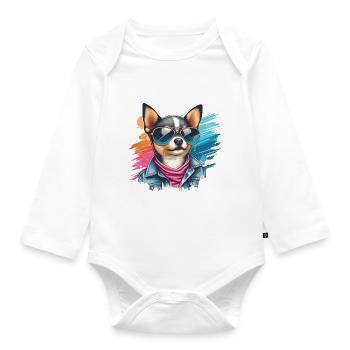 Chihuahua Splash Art - Body Bébé bio manches longues - blanc - Devant