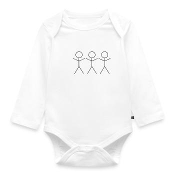 3 Strichmännchen - Baby Bio-Langarm-Body - Weiß - Vorne