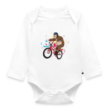 Gorilla BMX Biker Fahrradfahrer - Baby Bio-Langarm-Body - Weiß - Vorne
