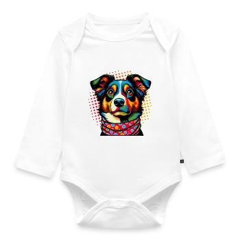 Amour de chien Style Pop Art - Body Bébé bio manches longues - blanc - Devant