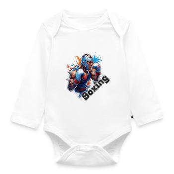 Boxer / Sport / Kampf / Arena / Boxring / Fäuste - Baby Bio-Langarm-Body - Weiß - Vorne
