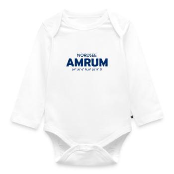 Amrum Koordinaten Ebbe Flut Nordsee - Baby Bio-Langarm-Body - Weiß - Vorne
