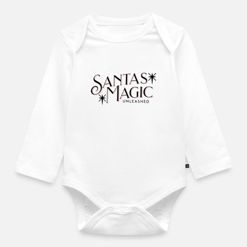 Santa s Magic Unleashed Spruch - Baby Bio-Langarm-Body - Weiß