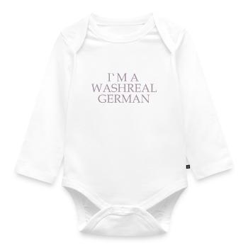 Witzige Denglisch Sprüche Waschechter Deutscher - Baby Bio-Langarm-Body - Weiß - Vorne
