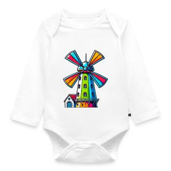 Windmill - Organic Longsleeve Baby Bodysuit - white - Front