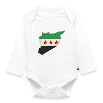 Freies Syrien Flagge - Baby Bio-Langarm-Body - Weiß - Vorne