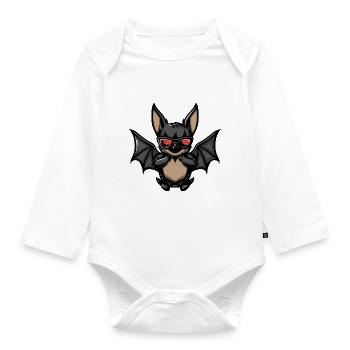 bat animal - Organic Longsleeve Baby Bodysuit - white - Front