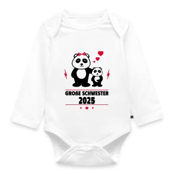 Große Schwester 2025 - Baby Bio-Langarm-Body - Weiß - Vorne