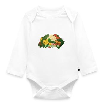 Primelmalerei, Romantische Frühlingsblumen - Baby Bio-Langarm-Body - Weiß - Vorne
