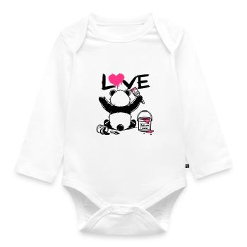 Panda Loveur - Love Painter - Organic Longsleeve Baby Bodysuit - white - Front