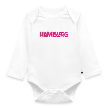 Hamburg - Hansestadt - Alster - Elbe - Hafen - Baby Bio-Langarm-Body - Weiß - Vorne