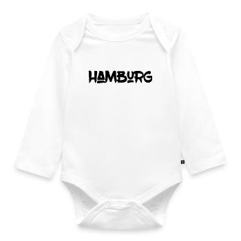 Hamburg - Hansestadt - Alster - Elbe - Hafen - Baby Bio-Langarm-Body - Weiß - Vorne