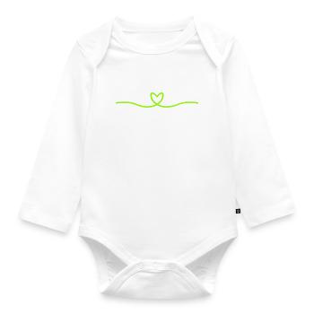 Minimal Heart Line | Green Heart Design - Organic Longsleeve Baby Bodysuit - white - Front