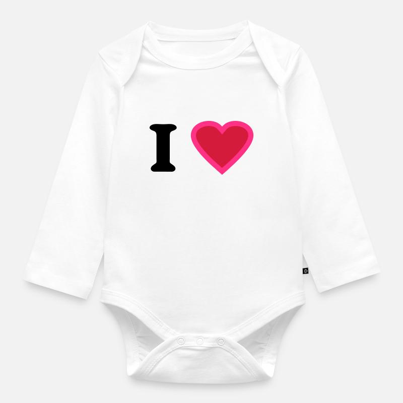 i love - Body Bébé bio manches longues - blanc