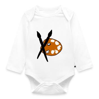 Künstler - Maler - Pinsel - Baby Bio-Langarm-Body - Weiß - Vorne