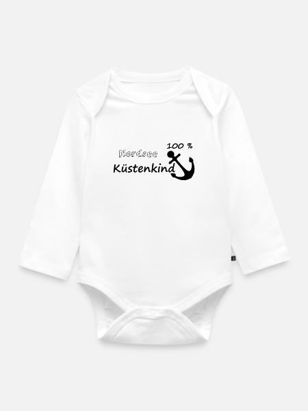 100 % Nordsee Küstenkind - Baby Bio-Langarm-Body - Weiß