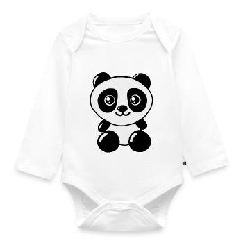 Panda - Cute Panda Girls / Women Present - Baby Bio-Langarm-Body - Weiß - Vorne