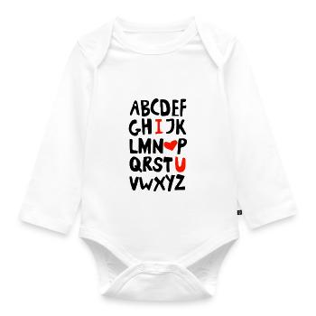 I love you - Ich liebe Dich - Alphabet - ABC - Baby Bio-Langarm-Body - Weiß - Vorne
