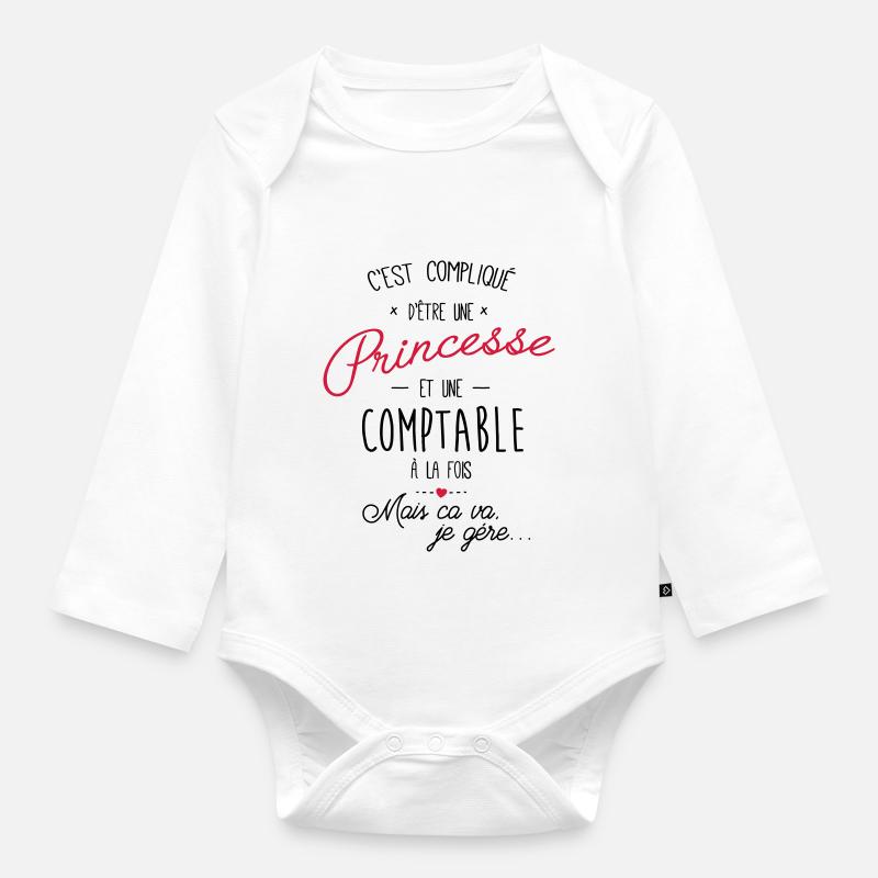 Princesse et comptable - Body Bébé bio manches longues - blanc