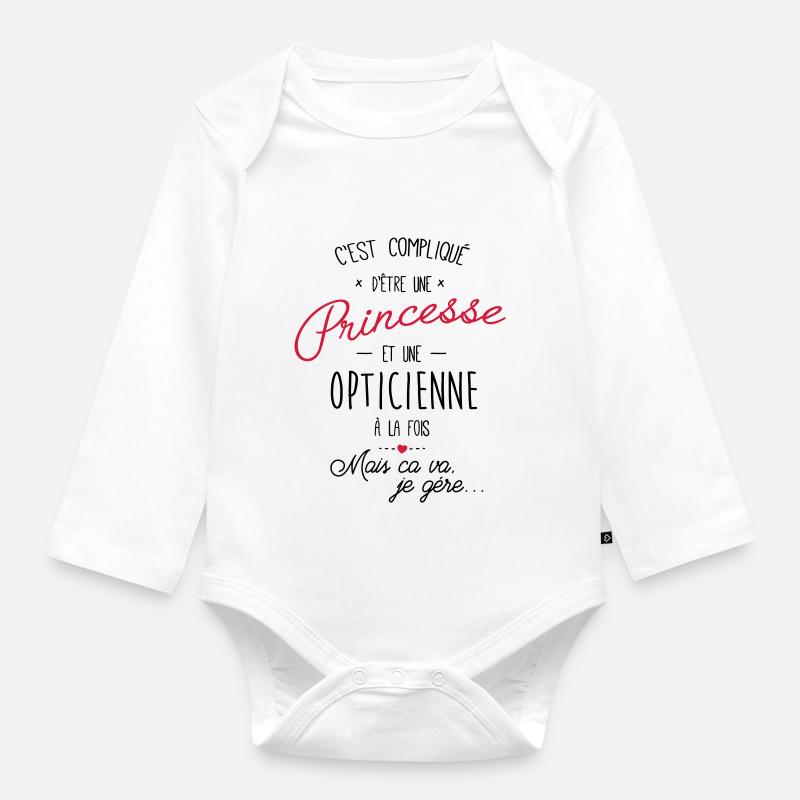 Princesse et opticienne - Body Bébé bio manches longues - blanc