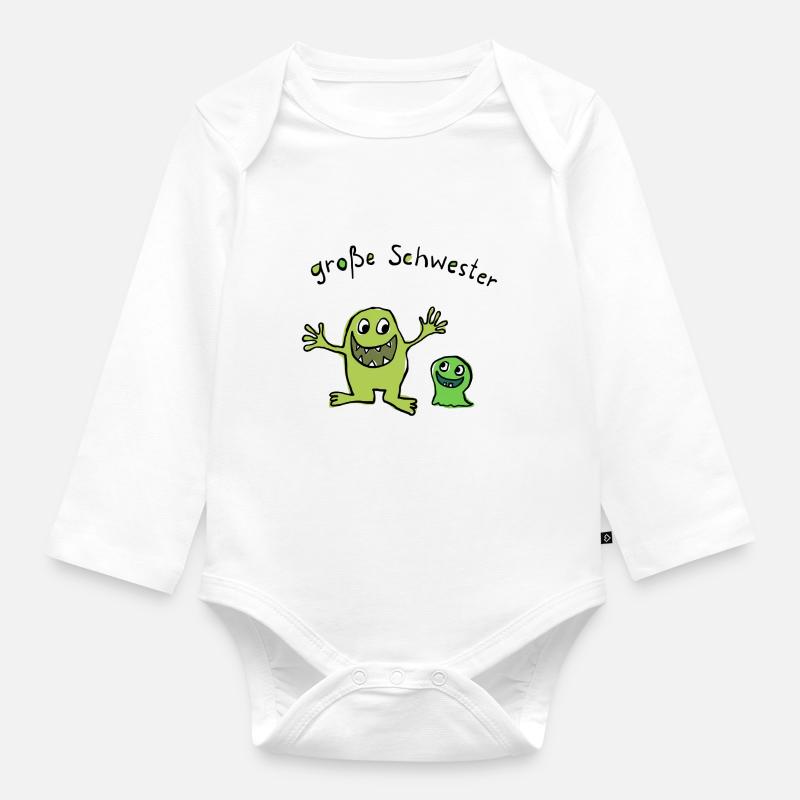 Große Schwester - Baby Bio-Langarm-Body - Weiß