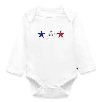France three stars in blue-white-red - Organic Longsleeve Baby Bodysuit - white - Front