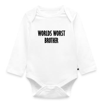 worlds worst brother - Organic Longsleeve Baby Bodysuit - white - Front