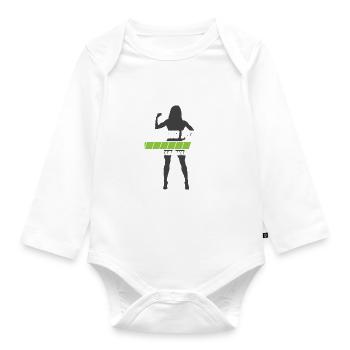 Installation des muscles s'il vous plaît attendre cadeau - Body Bébé bio manches longues - blanc - Devant
