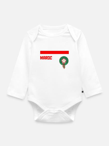 Trikot Marokko 2018 - Baby Bio-Langarm-Body - Weiß